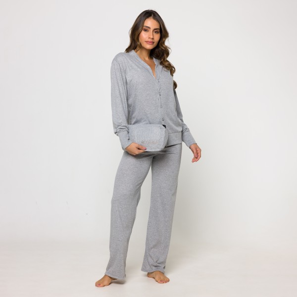 Pantalones Pijamas 100 Poliester Pijama Cinza Pijama Poliester