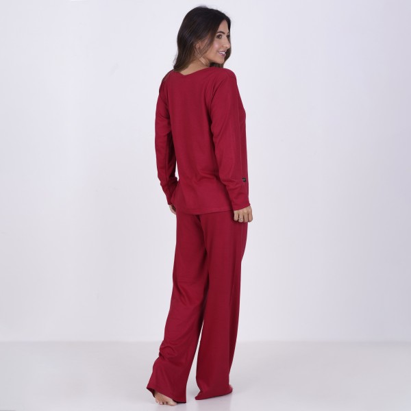 Pijama Longo Algodão com Estampa em Silk + Necessaire