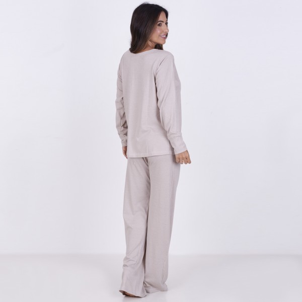 Pijama Longo Algodão com Estampa em Silk + Necessaire