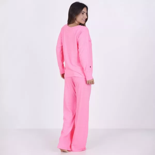 Pijama Longo Algodão com Estampa em Silk + Necessaire
