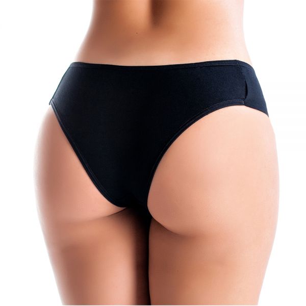 Tanga Lateral Dupla Preta em Algodão Egípcio