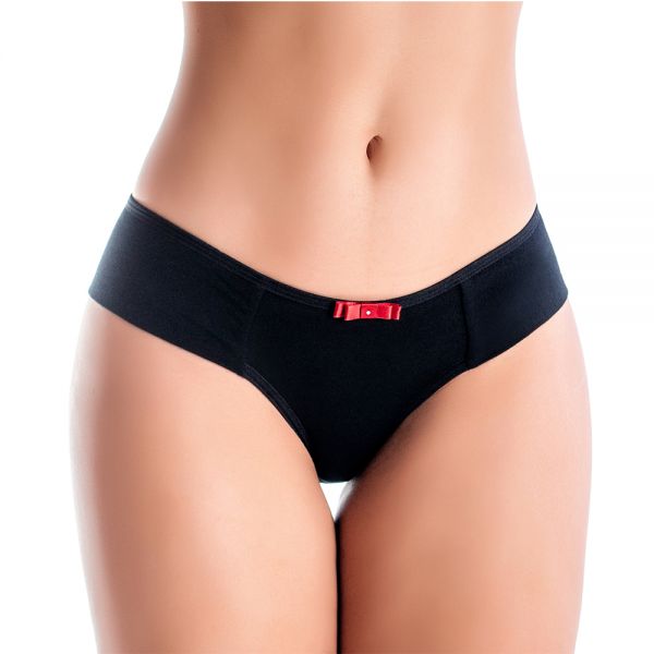 Tanga Lateral Dupla Preta em Algodão Egípcio