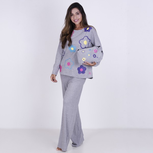 Pijama Longo e manga longa de algodão