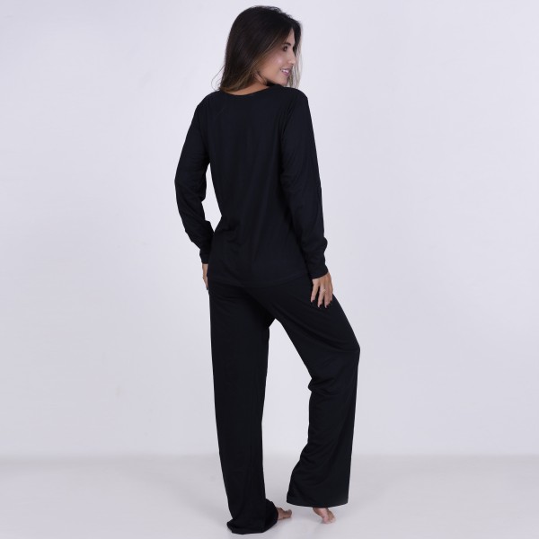 Pijama Longo Algodão com Estampa em Silk + Necessaire