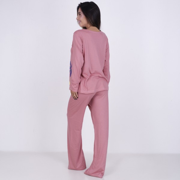 Pijama Longo Algodão com Estampa em Silk + Necessaire