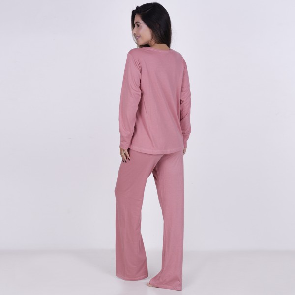 Pijama Longo Algodão com Estampa em Silk + Necessaire