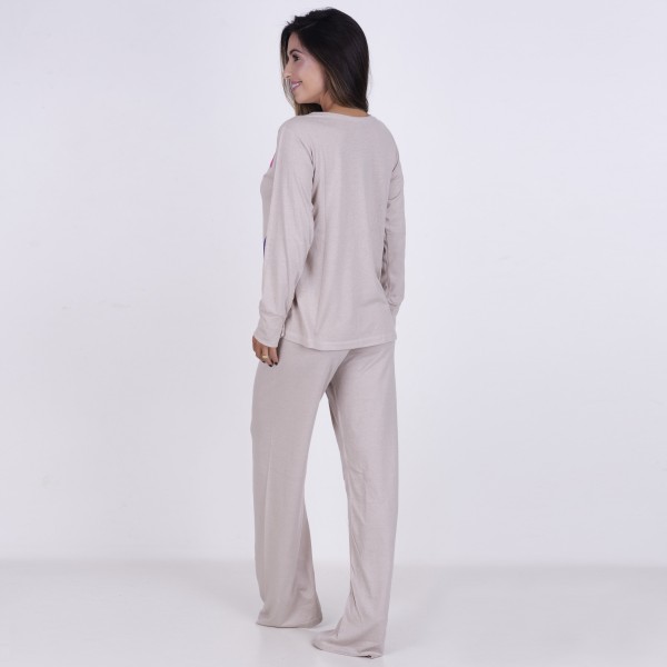 Pijama Longo Algodão com Estampa em Silk + Necessaire