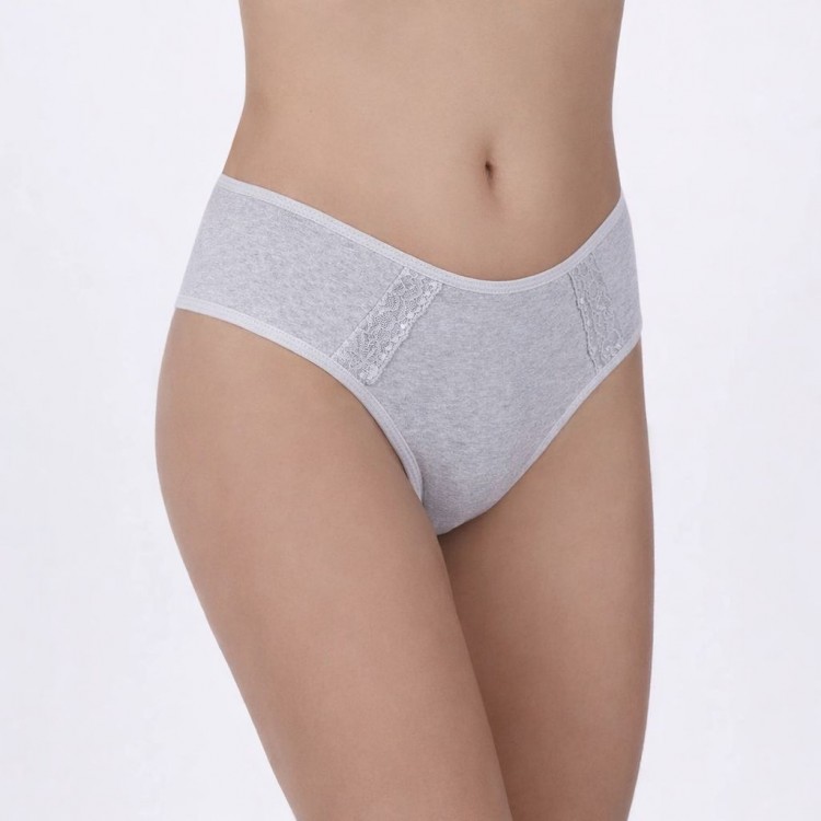 Calcinha Algodão Egípcio Nude Detalhe Renda Frontal - Mescla claro