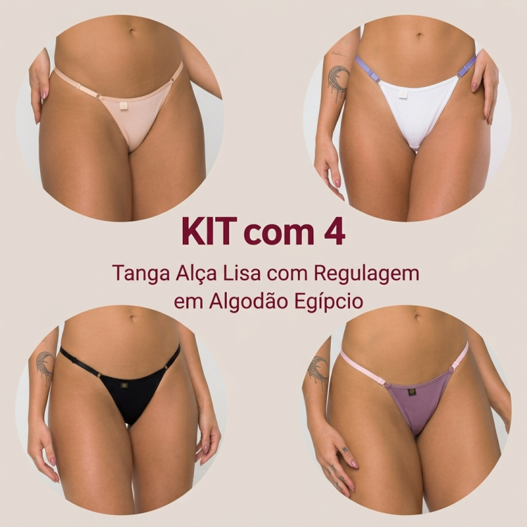 Tangas com Regulagem Lateral em Algodão Egípcio