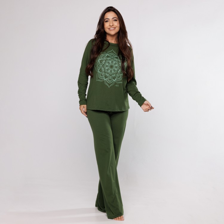 Pijama Longo Algodão Egípcio com Estampa em Silk