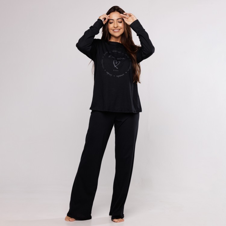 Pijama Longo Algodão Egípcio com Estampa em Silk