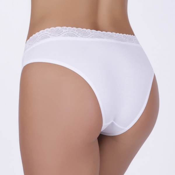 Tanga Renda Cintura Branca em Algodão Egípcio