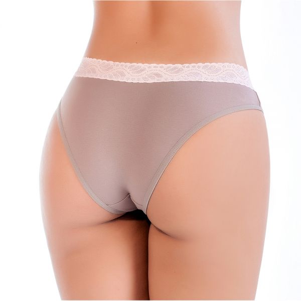 Tanga Renda Poá Areia em Algodão Egípcio