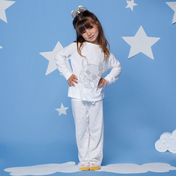 Pijama Infantil Longo Branco Dog