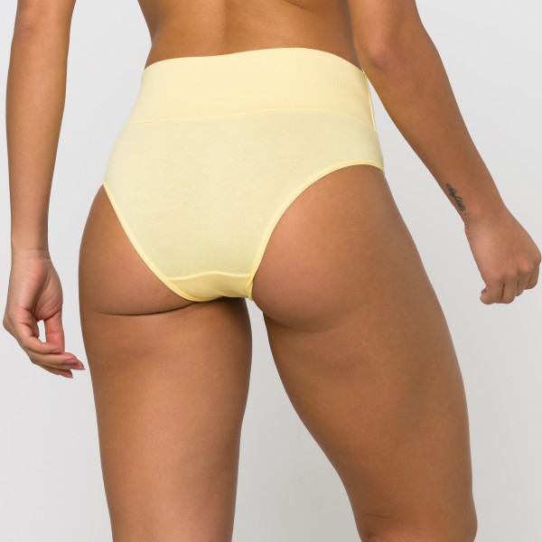 Calcinha Cos Super Largo Amarelo em Algodão Egípcio