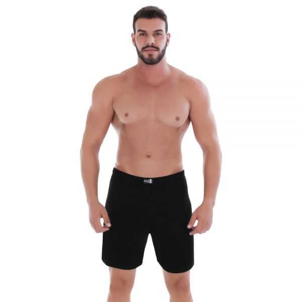 Bermuda Avulsa Masculina de Dormir Preto em Flamê