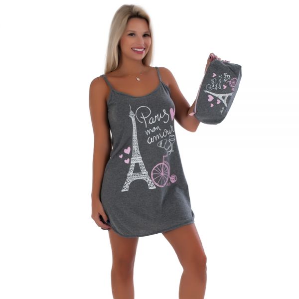 Camisola Luana Algodão Cinza Mescla Escuro