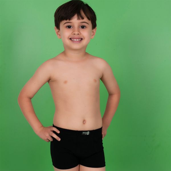 Cueca Boxer Infantil Preto em Algodão Egípcio