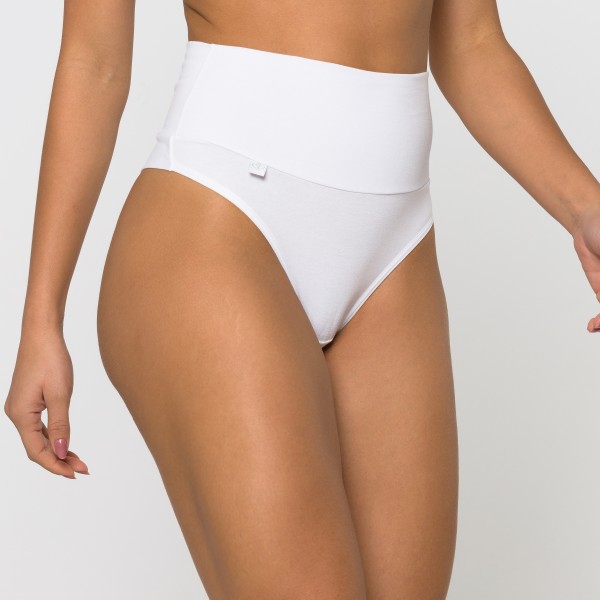 Calcinha Cos Super Largo Fio Duplo Branco em Algodão Egípcio