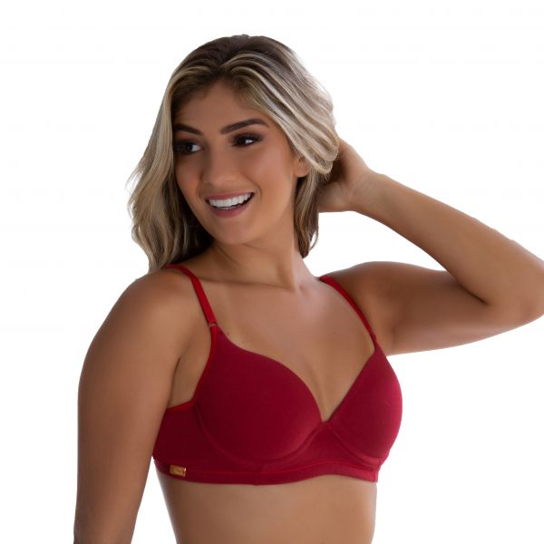 Sutiã em Algodão Egípcio Rubi com Bojo Soft Básico