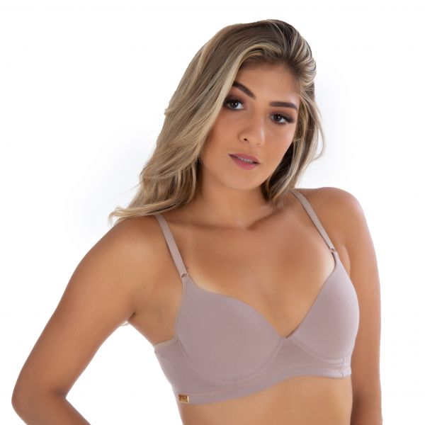 Sutiã em Algodão Egípcio Areia com Bojo Soft Básico