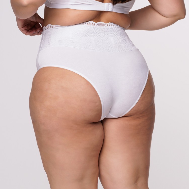 Calçola Plus Size Algodão Egípcio Barra Renda Forrada na Cor Branca