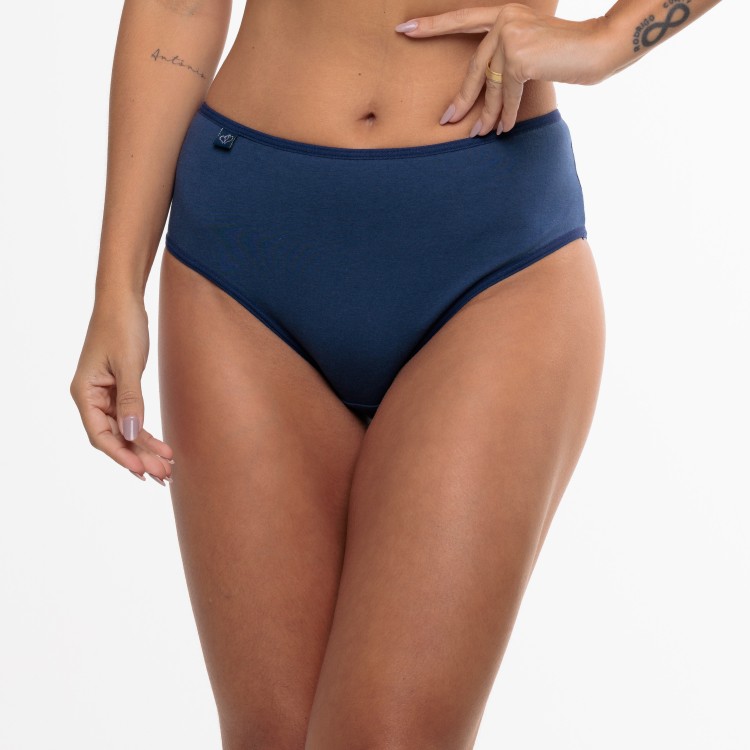 Calça Senhora Azul Marinho em Algodão Egípcio