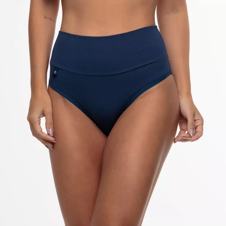 Calcinha Cos Super Largo Azul Marinho Em Algodão Egípcio