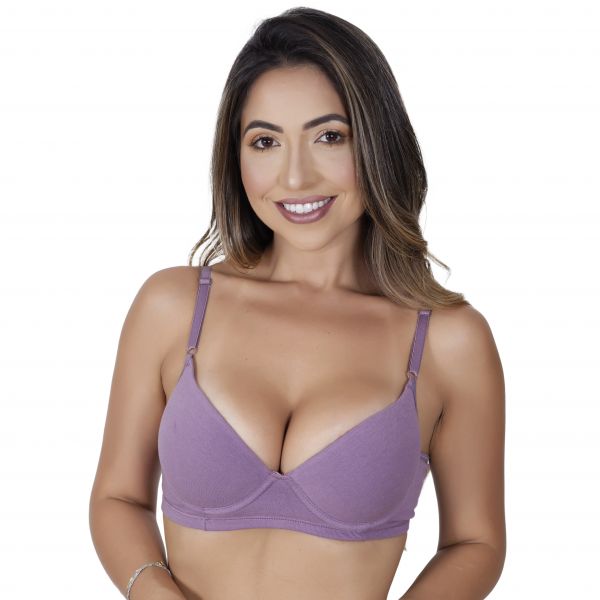 Sutiã em Algodão Egípcio Satim com Bojo Soft e Pala Dupla