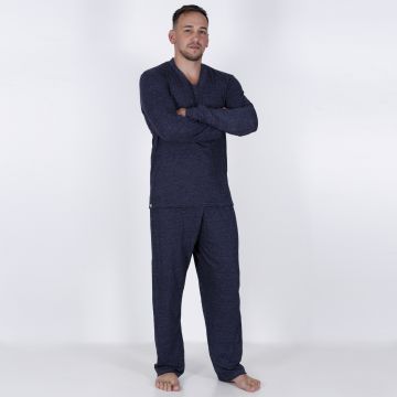 Pijama Masculino Longo Azul Marinho em Flamezão
