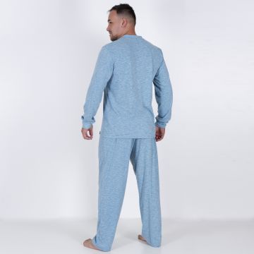 Pijama Masculino Longo Azul Claro em Flamezão