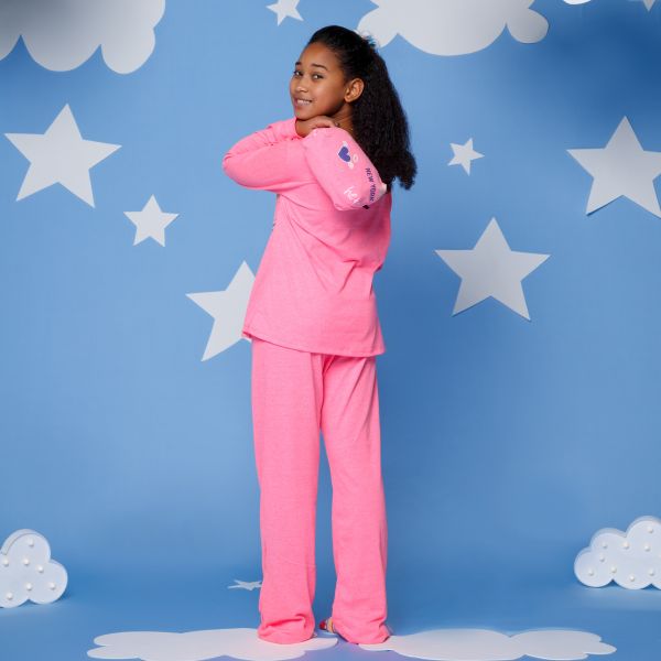Pijama Infantil Manga Longa Pink