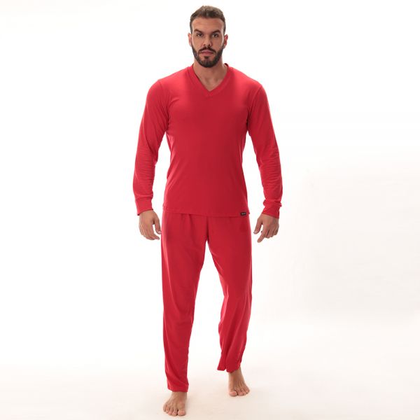Pijama Masculino Longo rubi em Algodão