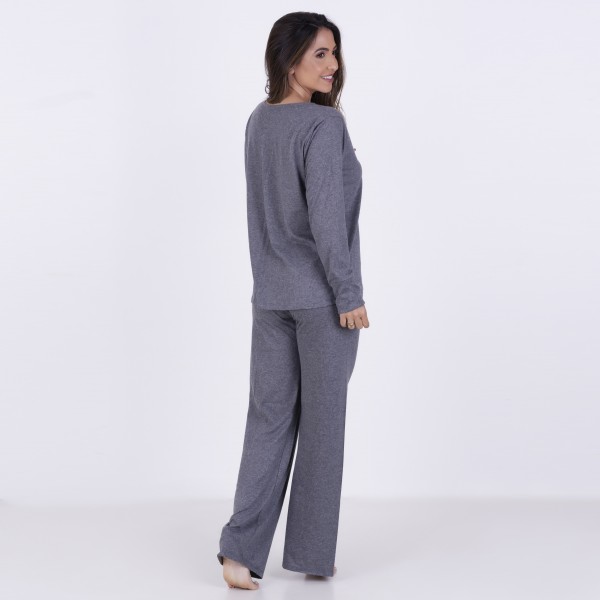 Pijama Longo em algodão Liso