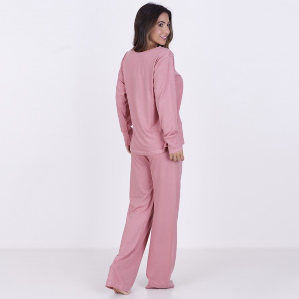 Pijama Longo Algodão com Estampa em Silk + Necessaire