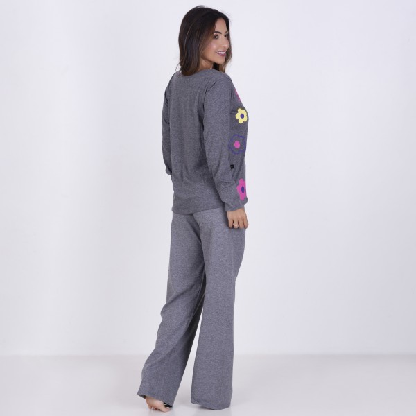 Pijama Longo Algodão com Estampa em Silk + Necessaire