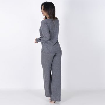 Pijama Longo em Algodão Com Estampa em Silk + Necessaire