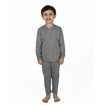 Pijama Masculino Infantil Longo Cinza Mescla