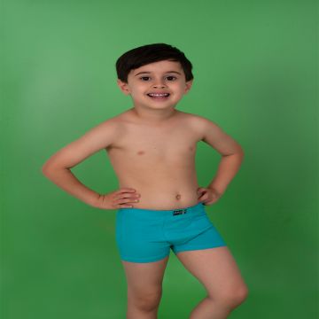 Cueca Boxer Infantil Verde Esmeralda em Algodão Egípcio