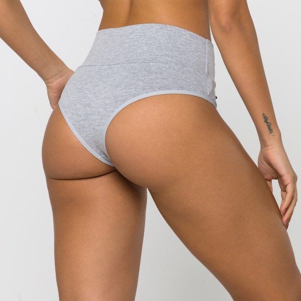 Calcinha Cós Super Largo Fio em Algodão Egípcio Cinza