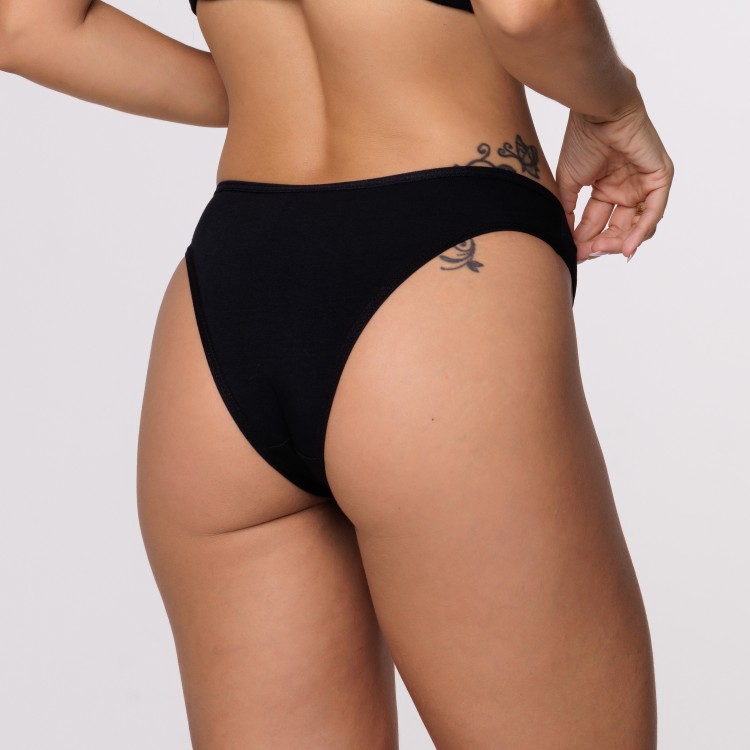 Tanga Básica Preto em Algodão Egípcio